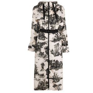 MONCLER Bouteille Toile-Print Belted Parka Sz 1 $1,500